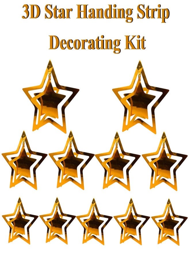 شورو مجموعة من 10 قطع من زينة حفلات النجوم ثلاثية الأبعاد الذهبية المعدنية، لوازم حفلات النجوم، زينة معلقة للحفلات، عيد ميلاد سعيد، ذكرى سنوية، - Image 4